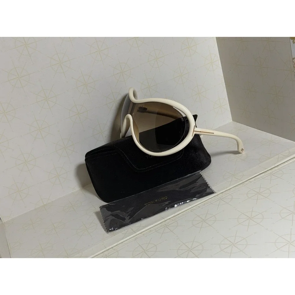 Rare Archive Tom Ford FT267 Grant 25F Shield Women's Sunglasses Ivory w/Case